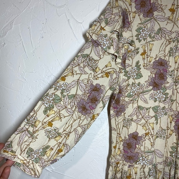 ✅ a.n.a Cottagecore Floral Fall  Dress Tiered with Ruffles Sz Small - Picture 6 of 10